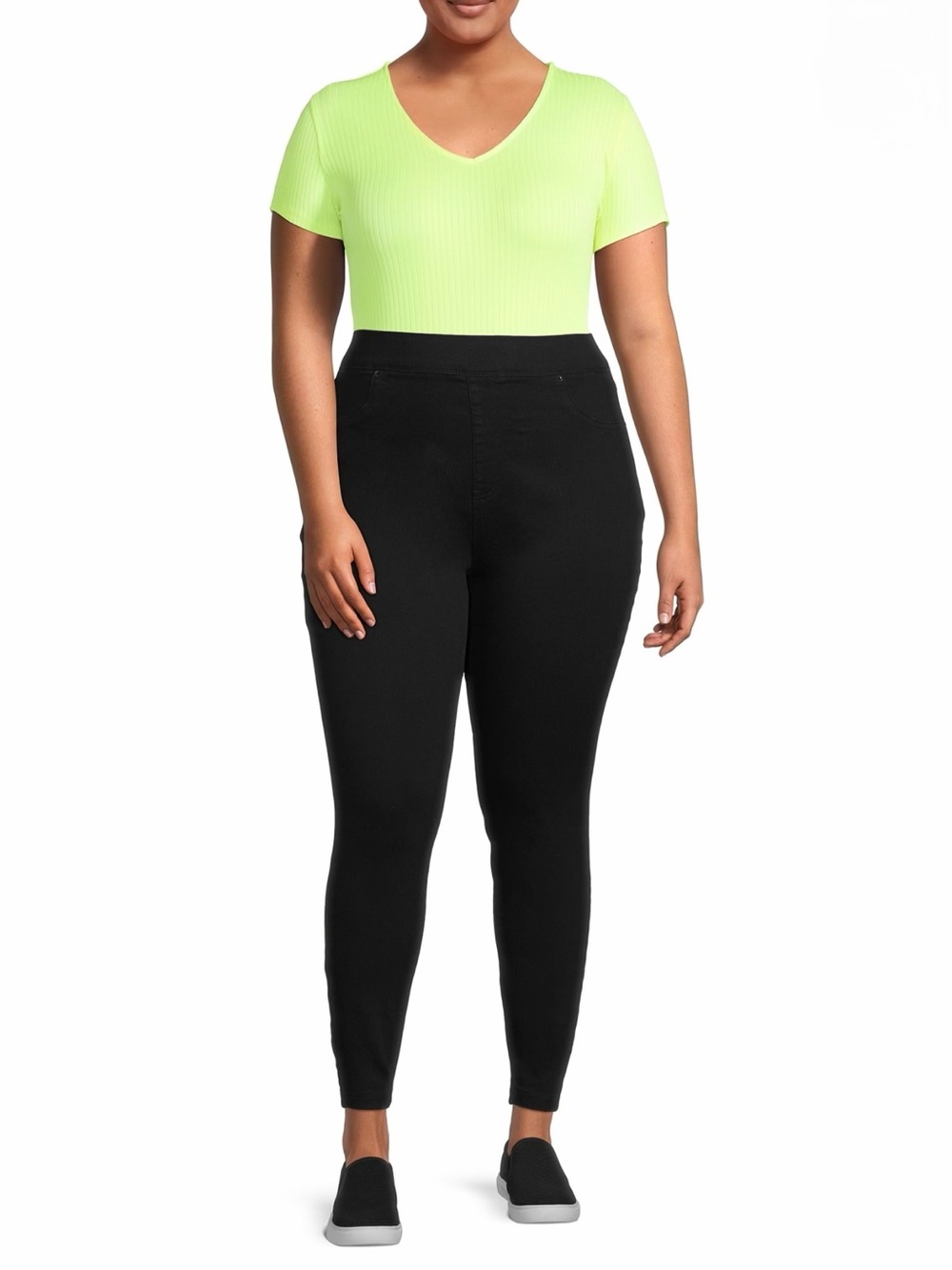 High Rise Pull On Skinny Jeans / Jeggings, 28” Inseam